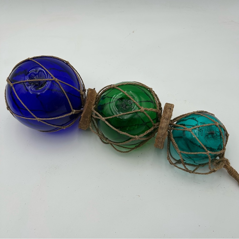 Vintage Hanging Japanese Fishing Float Trio